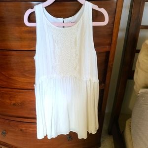 Girls White Dress with Silver Stripes